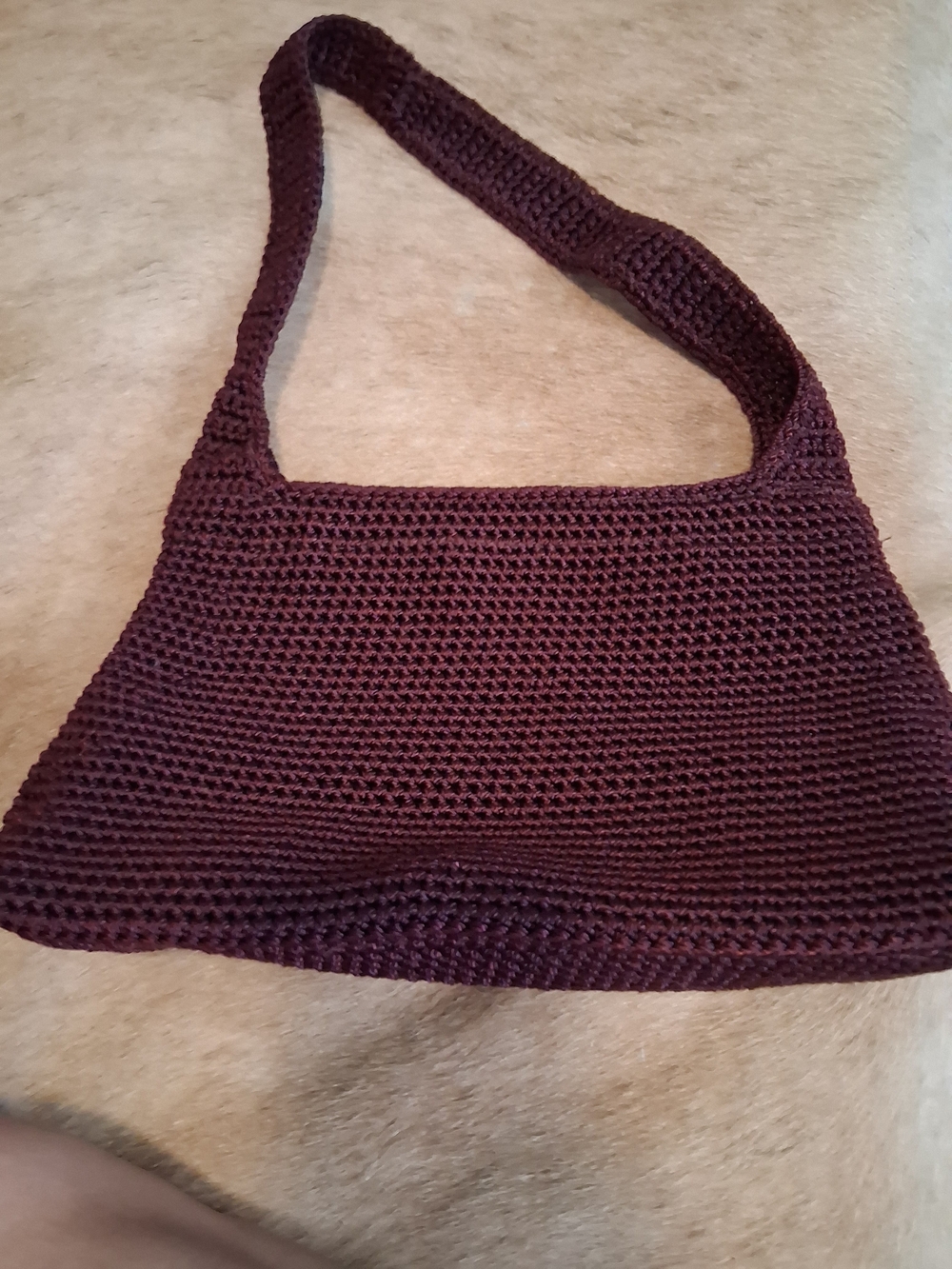 Crocheted Shoulder Bag in Deep Plum